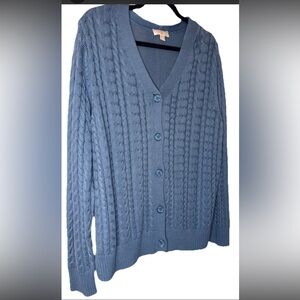 Belle by Kim Gravel Blue Cable Knit Cardigan